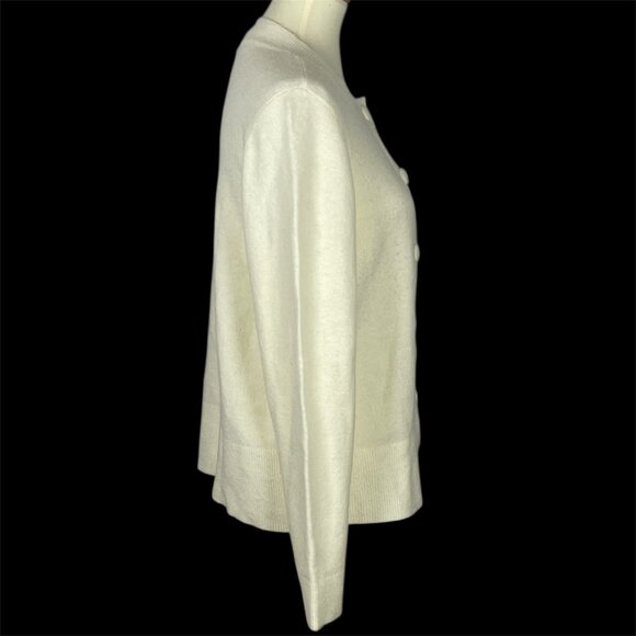 Talbots Rhinestone Ivory Cardigan Sz L Holiday Event Cozy Luxe Sparkle Dazzle - Picture 3 of 8